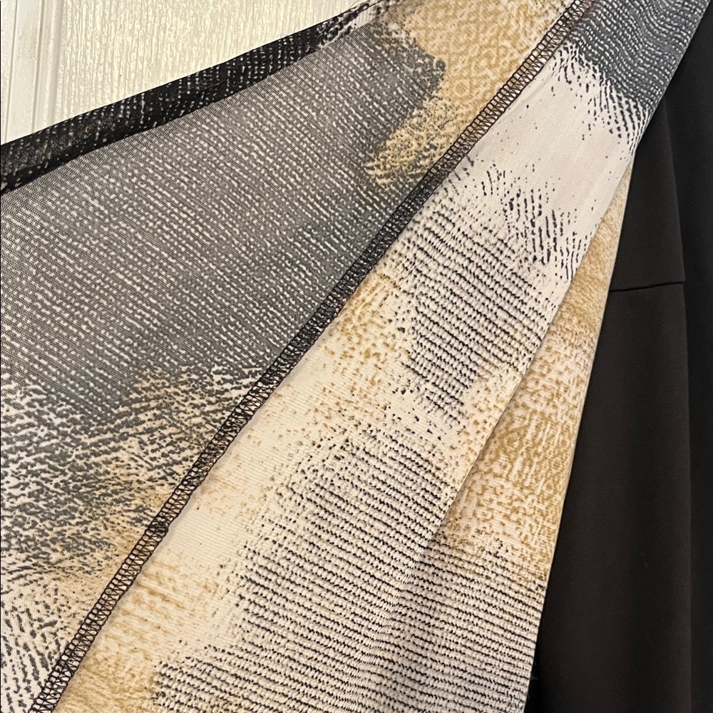 Sara Michelle Black and Gold Patterned Cardigan over black shirt. XLarge - Picture 11 of 11